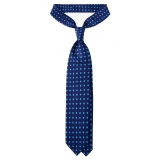 Viola Milano - Classic Polka Dot Selftipped Silk Tie - Blue/Sky - Handmade in Italy - Luxury Exclusive Collection