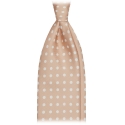 Viola Milano - Classic Polka Dot Selftipped Silk Tie - Sand - Handmade in Italy - Luxury Exclusive Collection