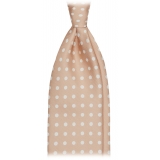 Viola Milano - Classic Polka Dot Selftipped Silk Tie - Sand - Handmade in Italy - Luxury Exclusive Collection