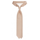 Viola Milano - Classic Polka Dot Selftipped Silk Tie - Sand - Handmade in Italy - Luxury Exclusive Collection