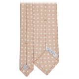 Viola Milano - Classic Polka Dot Selftipped Silk Tie - Sand - Handmade in Italy - Luxury Exclusive Collection