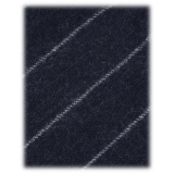 Viola Milano - Classic Shalk Stripe Untipped Vintage Flannel Tie - Navy - Handmade in Italy - Luxury Exclusive Collection