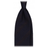 Viola Milano - Classic Stripe 3-Fold Grenadine Tie - Navy/Brown - Handmade in Italy - Luxury Exclusive Collection