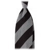 Viola Milano - Classic Stripe 3-Fold Grenadine Tie - Navy/White - Handmade in Italy - Luxury Exclusive Collection