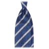 Viola Milano - Melange Stripe 3-Fold Grenadine Tie - Sea/White - Handmade in Italy - Luxury Exclusive Collection