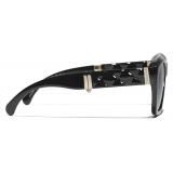 Chanel - Occhiali da Sole Quadrati - Nero Oro Grigio Polarizzate Sfumate - Chanel Eyewear