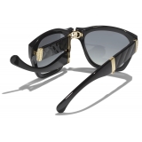 Chanel - Occhiali da Sole Quadrati - Nero Oro Grigio Polarizzate Sfumate - Chanel Eyewear