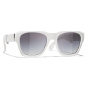 Chanel - Occhiali da Sole Quadrati - Bianco Grigio Sfumate - Chanel Eyewear