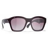 Chanel - Occhiali da Sole Quadrati - Borgogna Sfumate - Chanel Eyewear