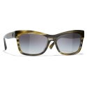 Chanel - Rectangular Sunglasses - Green Tortoise Gray - Chanel Eyewear