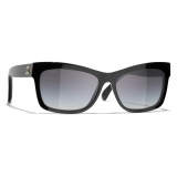 Chanel - Occhiali da Sole Rettangolari - Nero Grigio Sfumate - Chanel Eyewear