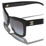 Chanel - Occhiali da Sole Rettangolari - Nero Grigio Sfumate - Chanel Eyewear