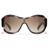 Chanel - Shield Sunglasses - Brown Tortoise Gray - Chanel Eyewear