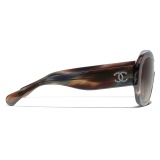 Chanel - Occhiali da Sole a Maschera - Tartaruga Marrone Grigio - Chanel Eyewear