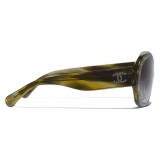 Chanel - Shield Sunglasses - Green Tortoise Gray - Chanel Eyewear