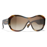 Chanel - Shield Sunglasses - Yellow Tortoise Gray - Chanel Eyewear