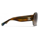 Chanel - Occhiali da Sole a Maschera - Tartaruga Giallo Grigio - Chanel Eyewear