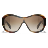 Chanel - Shield Sunglasses - Yellow Tortoise Gray - Chanel Eyewear