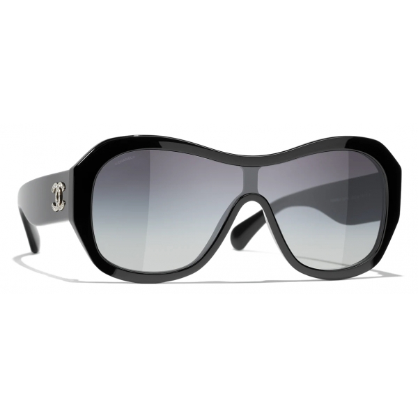 Chanel - Shield Sunglasses - Black Gray Gradient - Chanel Eyewear