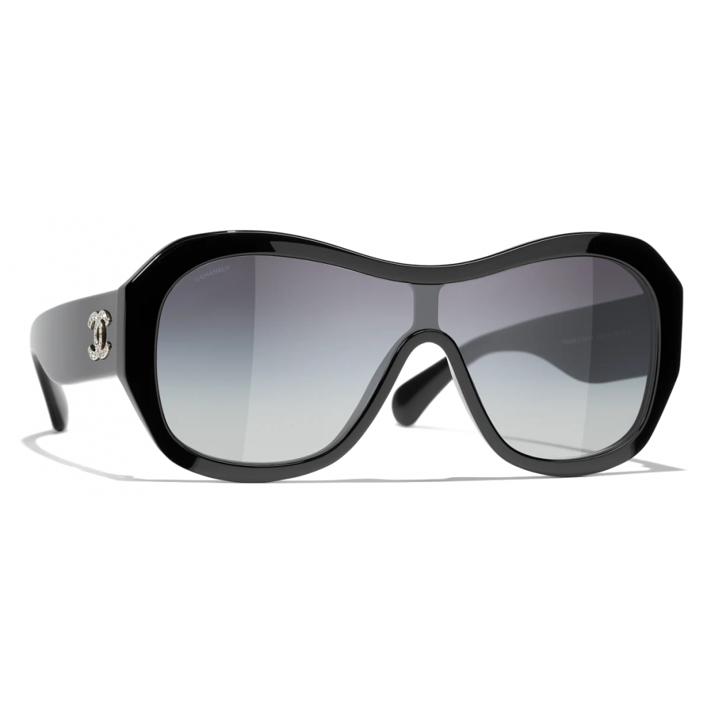 Chanel - Shield Sunglasses - Black Gray Gradient - Chanel Eyewear - Avvenice