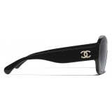 Chanel - Occhiali da Sole a Maschera - Nero Grigio Sfumate - Chanel Eyewear