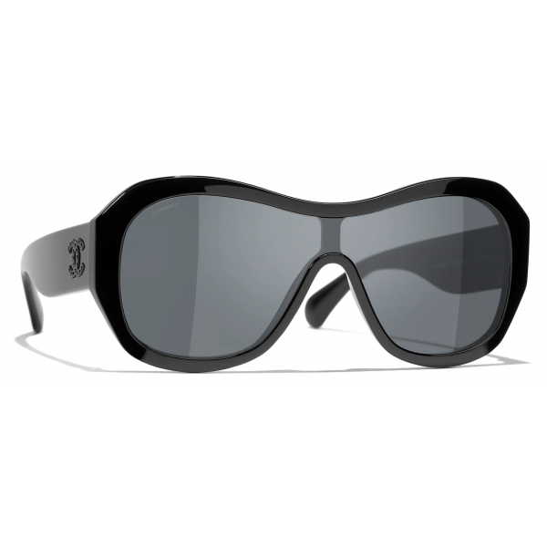 Chanel - Shield Sunglasses - Black Gray - Chanel Eyewear