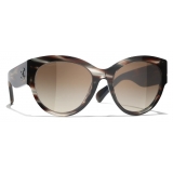 Chanel - Occhiali da Sole a Farfalla - Marrone Tartaruga Grigio Marrone Sfumate - Chanel Eyewear