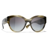 Chanel - Occhiali da Sole a Farfalla - Verde Tartaruga Grigio Sfumate - Chanel Eyewear