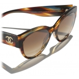 Chanel - Occhiali da Sole a Farfalla - Giallo Tartaruga Marrone Sfumate - Chanel Eyewear