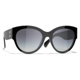 Chanel - Occhiali da Sole a Farfalla - Nero Oro Grigio Sfumate - Chanel Eyewear