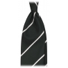 Viola Milano - Stripe Selftipped Woven Silk Jacquard Tie - Forest/White - Handmade in Italy - Luxury Exclusive Collection