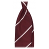 Viola Milano - Cravatta in Jacquard di Seta a Righe - Vino/Bianco - Handmade in Italy - Luxury Exclusive Collection