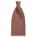 Viola Milano - Clover Floral Selftipped Italian Silk Tie - Brown - Handmade in Italy - Luxury Exclusive Collection