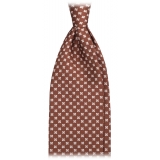 Viola Milano - Clover Floral Selftipped Italian Silk Tie - Brown - Handmade in Italy - Luxury Exclusive Collection