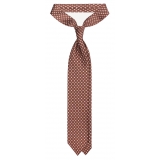 Viola Milano - Clover Floral Selftipped Italian Silk Tie - Brown - Handmade in Italy - Luxury Exclusive Collection