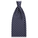 Viola Milano - Clover Floral Selftipped Italian Silk Tie - Navy - Handmade in Italy - Luxury Exclusive Collection