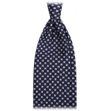 Viola Milano - Clover Floral Selftipped Italian Silk Tie - Navy - Handmade in Italy - Luxury Exclusive Collection