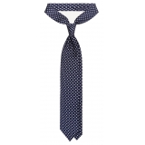 Viola Milano - Clover Floral Selftipped Italian Silk Tie - Navy - Handmade in Italy - Luxury Exclusive Collection