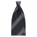 Viola Milano - Club Stripe 3-fold Grenadine Tie - Green Mix - Handmade in Italy - Luxury Exclusive Collection