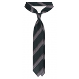 Viola Milano - Club Stripe 3-fold Grenadine Tie - Green Mix - Handmade in Italy - Luxury Exclusive Collection