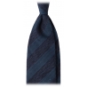 Viola Milano - Contrast Stripe 3-fold Grenadine Tie - Denim Mix - Handmade in Italy - Luxury Exclusive Collection