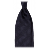 Viola Milano - Contrast Stripe 3-fold Grenadine Tie - Navy - Handmade in Italy - Luxury Exclusive Collection