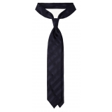 Viola Milano - Contrast Stripe 3-fold Grenadine Tie - Navy - Handmade in Italy - Luxury Exclusive Collection