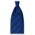 Viola Milano - Contrast Stripe 3-fold Grenadine Tie - Sky Mix - Handmade in Italy - Luxury Exclusive Collection