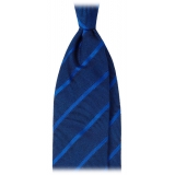 Viola Milano - Contrast Stripe 3-fold Grenadine Tie - Sky Mix - Handmade in Italy - Luxury Exclusive Collection