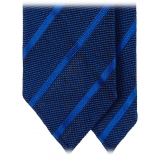 Viola Milano - Contrast Stripe 3-fold Grenadine Tie - Sky Mix - Handmade in Italy - Luxury Exclusive Collection