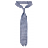 Viola Milano - Cross Floral Selftipped Italian Silk Tie - Light Blue - Handmade in Italy - Luxury Exclusive Collection