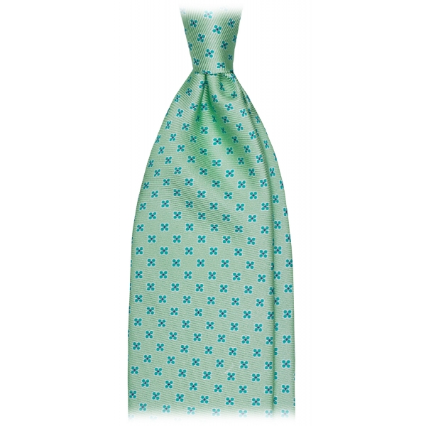 Viola Milano - Cross Floral Selftipped Silk Tie - Lime - Handmade in Italy - Luxury Exclusive Collection