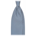 Viola Milano - Cross Pattern Selftipped Silk Tie - Navy/White - Handmade in Italy - Luxury Exclusive Collection