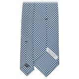 Viola Milano - Cross Pattern Selftipped Silk Tie - Navy/White - Handmade in Italy - Luxury Exclusive Collection